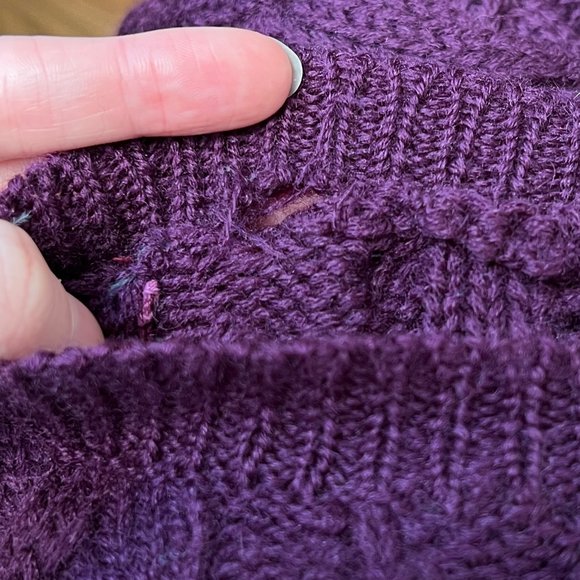 Vintage Hand Made Cable Knit Elbow Batch Oversized Aran Sweater Preppy Academia - Picture 7 of 8